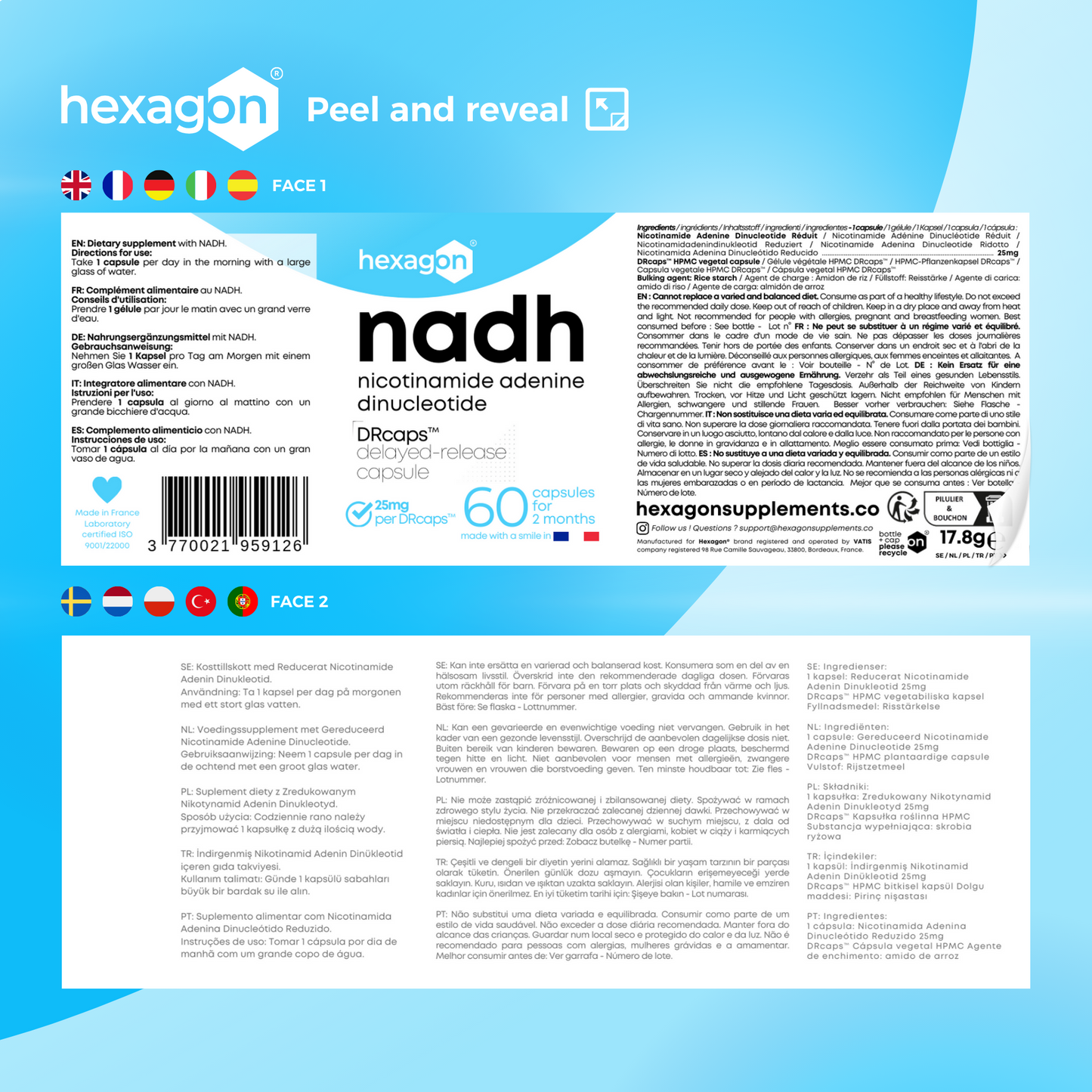 NADH 25mg - DRcaps™ Libération Retardée - Énergie & Boost - 60 Gélules
