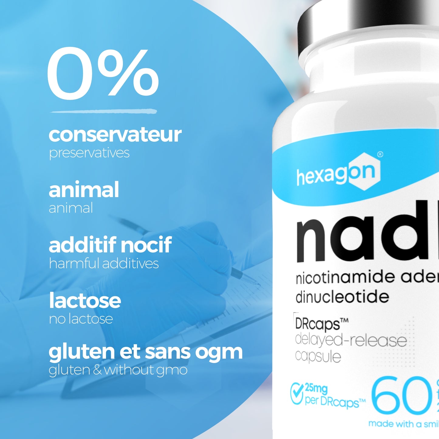 NADH 25mg - DRcaps™ Libération Retardée - Énergie & Boost - 60 Gélules