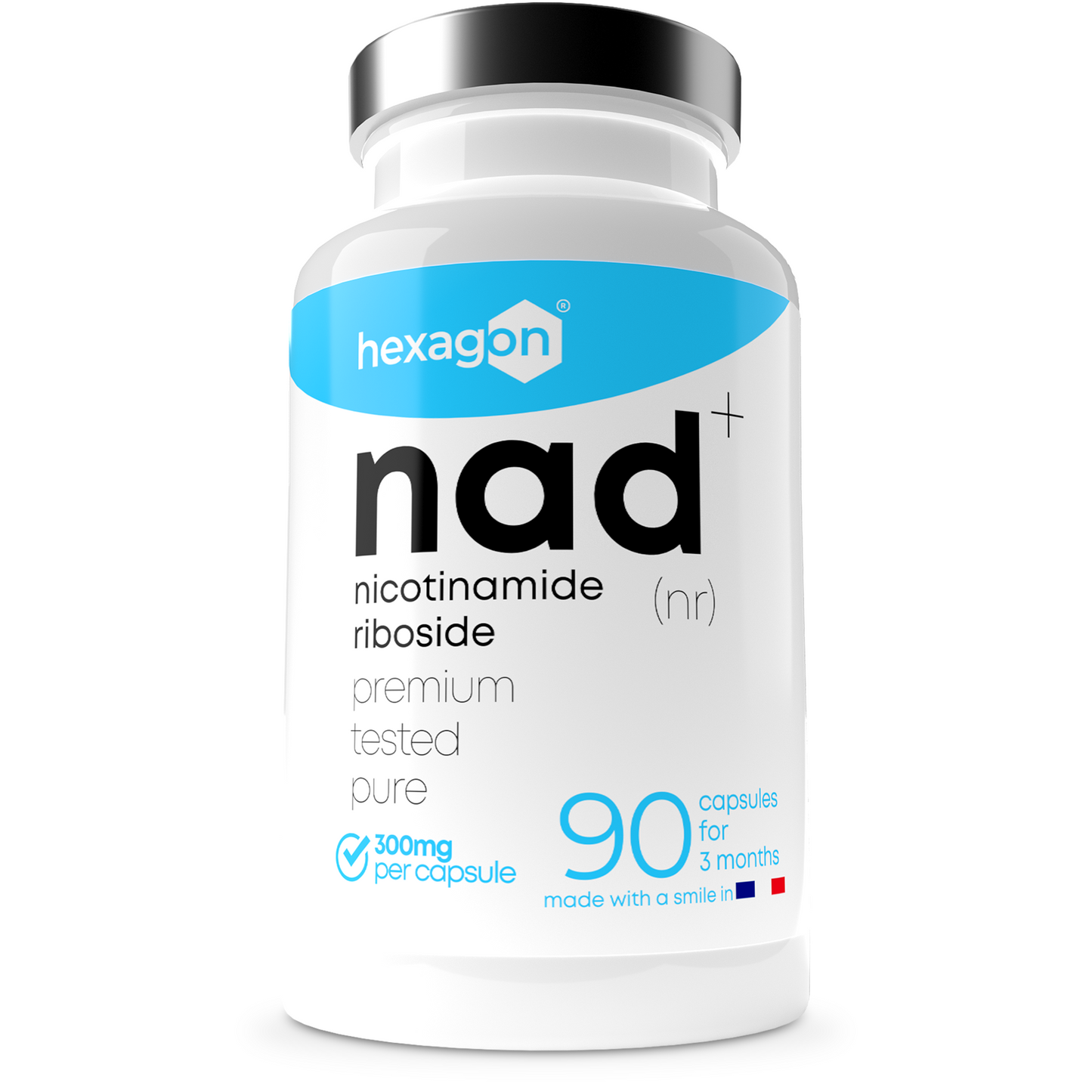 NAD+ Nicotinamide Riboside Chloride 300mg - Boost Cellulaire - 90 Gélules
