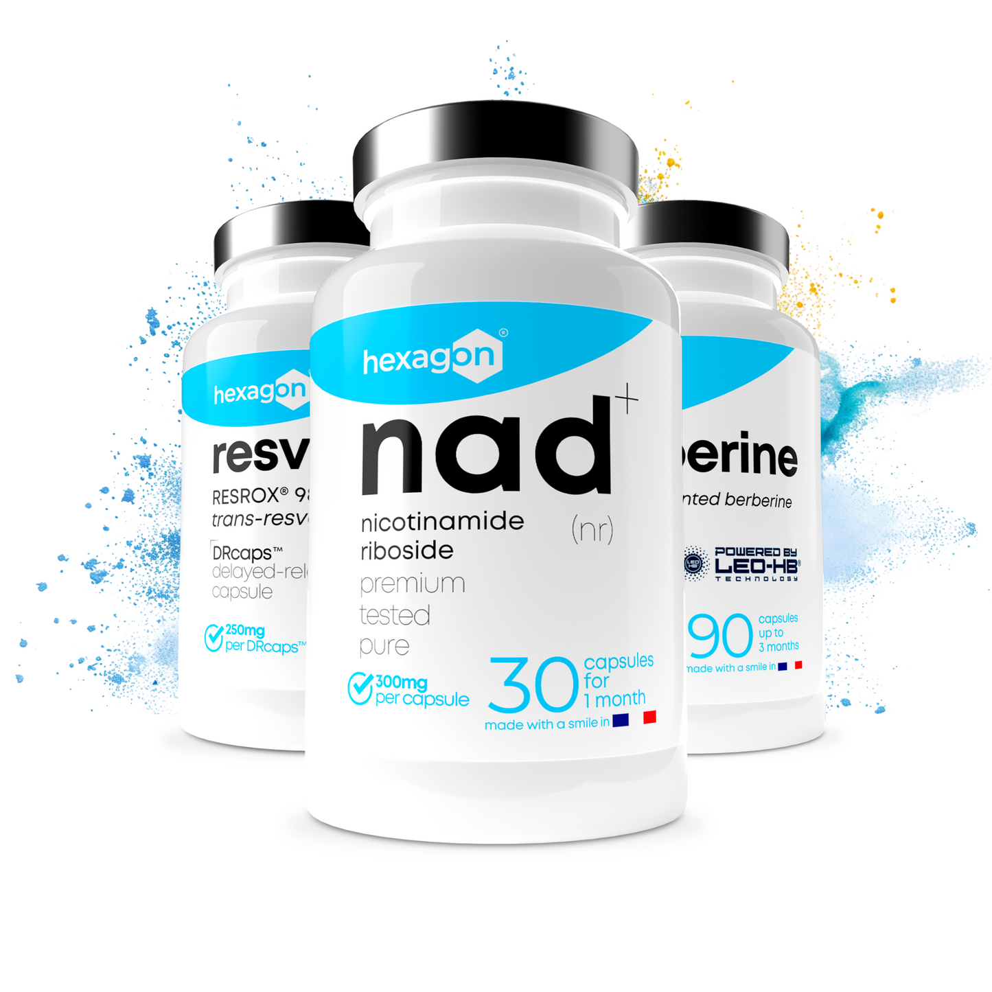 Pack Mensuel : NAD+ Booster & Berbérine brevetée LEO-HB® & Resvératrol RESROX®