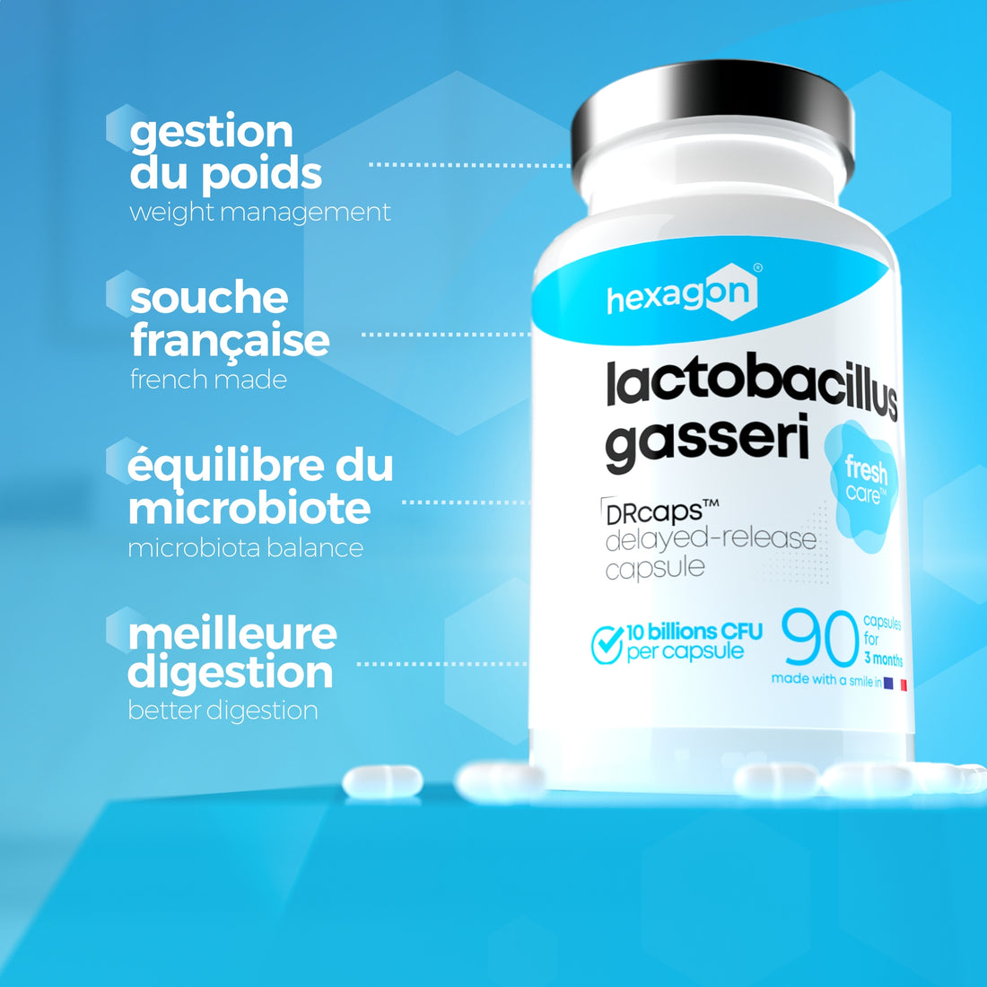 Lactobacillus Gasseri - 10 Milliards CFU / Gélule - Digestion & Bien-être - 90 Gélules