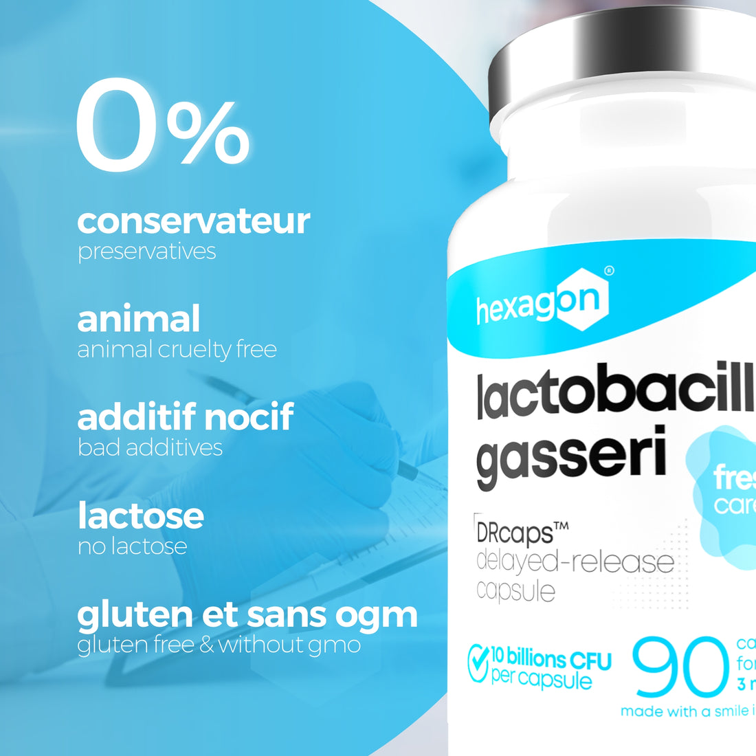 Lactobacillus Gasseri - 10 Milliards CFU / Gélule - Digestion & Bien-être - 90 Gélules