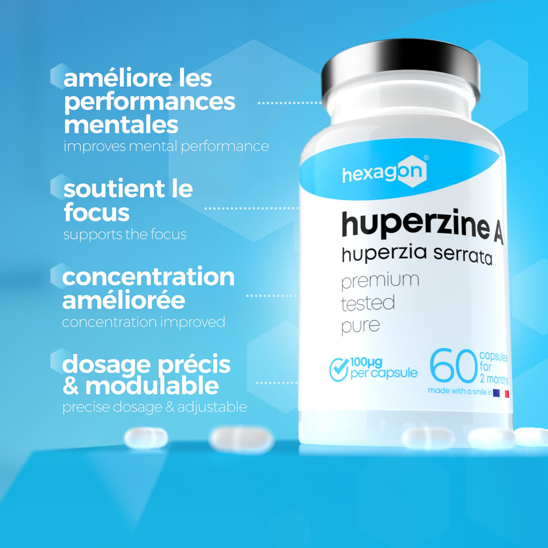 Huperzine A 100mcg - Huperzia Serrata - Focus & Concentration - 60 Gélules