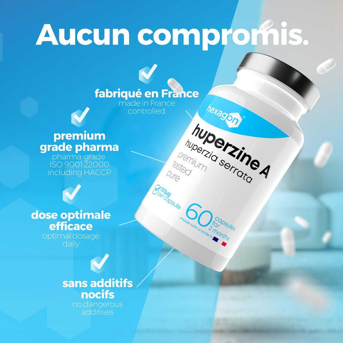 Huperzine A 100mcg - Huperzia Serrata - Focus & Concentration - 60 Gélules