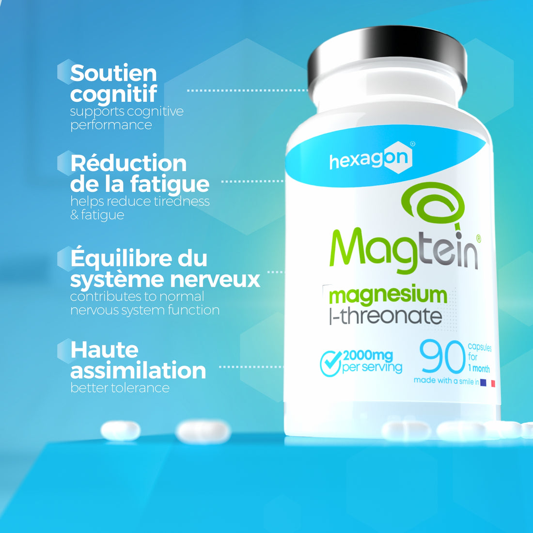 Magtein dosage et composition
