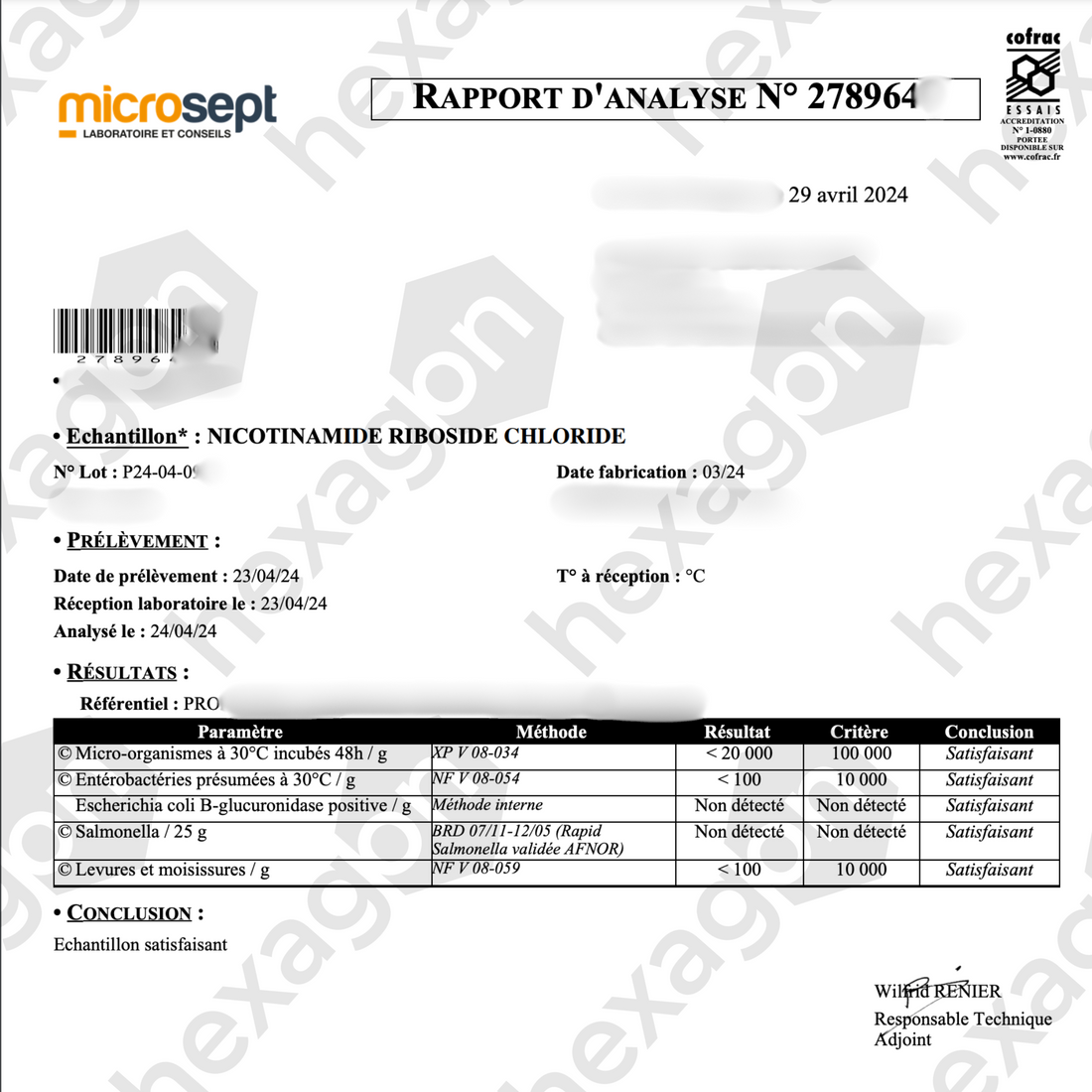 NAD+ Nicotinamide Riboside Chloride - Pure Poudre - Boost Cellulaire - 10g