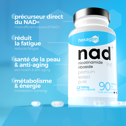 NAD+ Nicotinamide Riboside Chloride 300mg - Boost Cellulaire - 90 Gélules