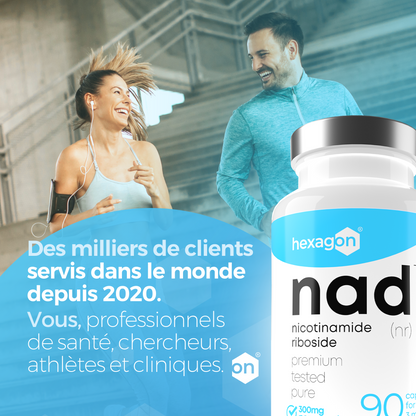 NAD+ Nicotinamide Riboside Chloride 300mg - Boost Cellulaire - 90 Gélules