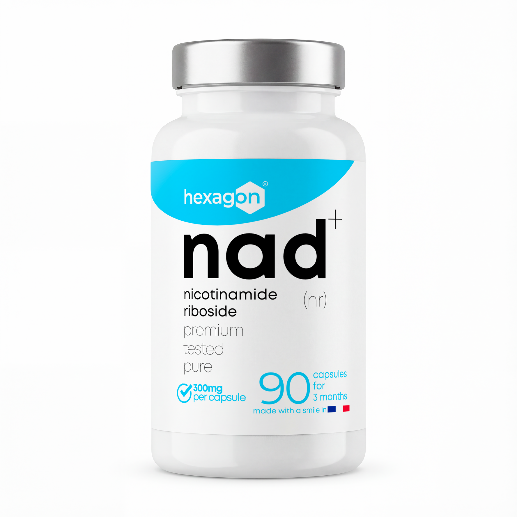 NAD+ Nicotinamide Riboside Chloride 300mg - Boost Cellulaire - 90 Gélules