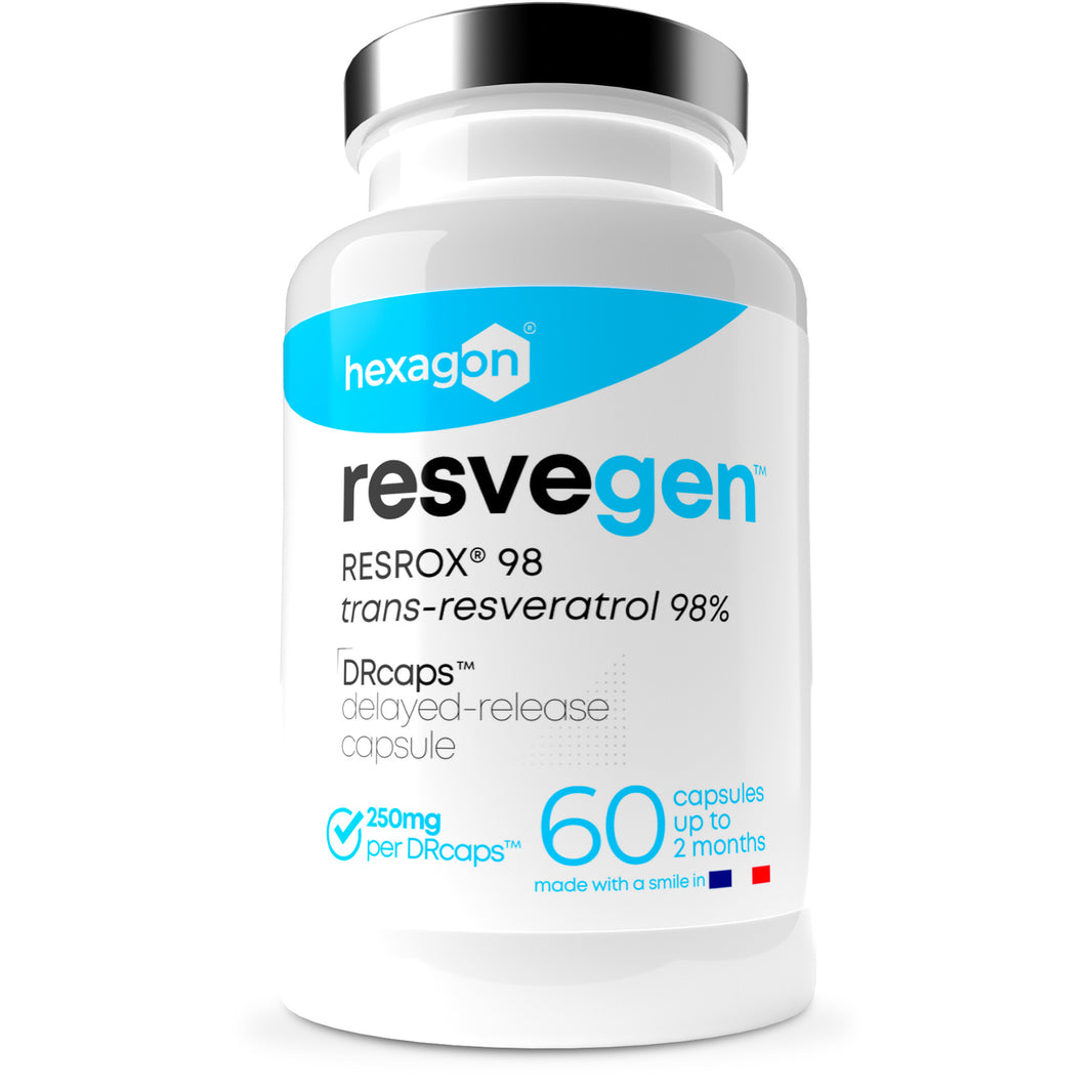 Resvegen™ - Trans-Resveratrol 98% labellisé RESROX® - 60 Gélules