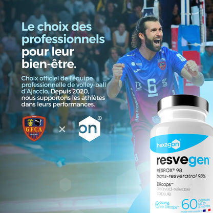 Resvegen™ - Trans-Resveratrol 98% labellisé RESROX® - 60 Gélules