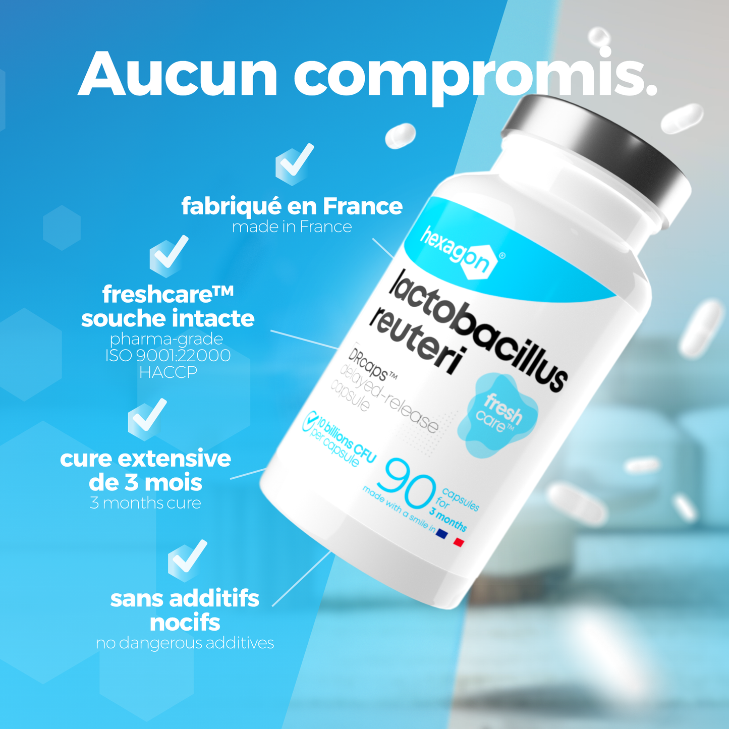 Lactobacillus Reuteri - 10 Milliards CFU / Gélule - Digestion & Bien-être - 90 Gélules