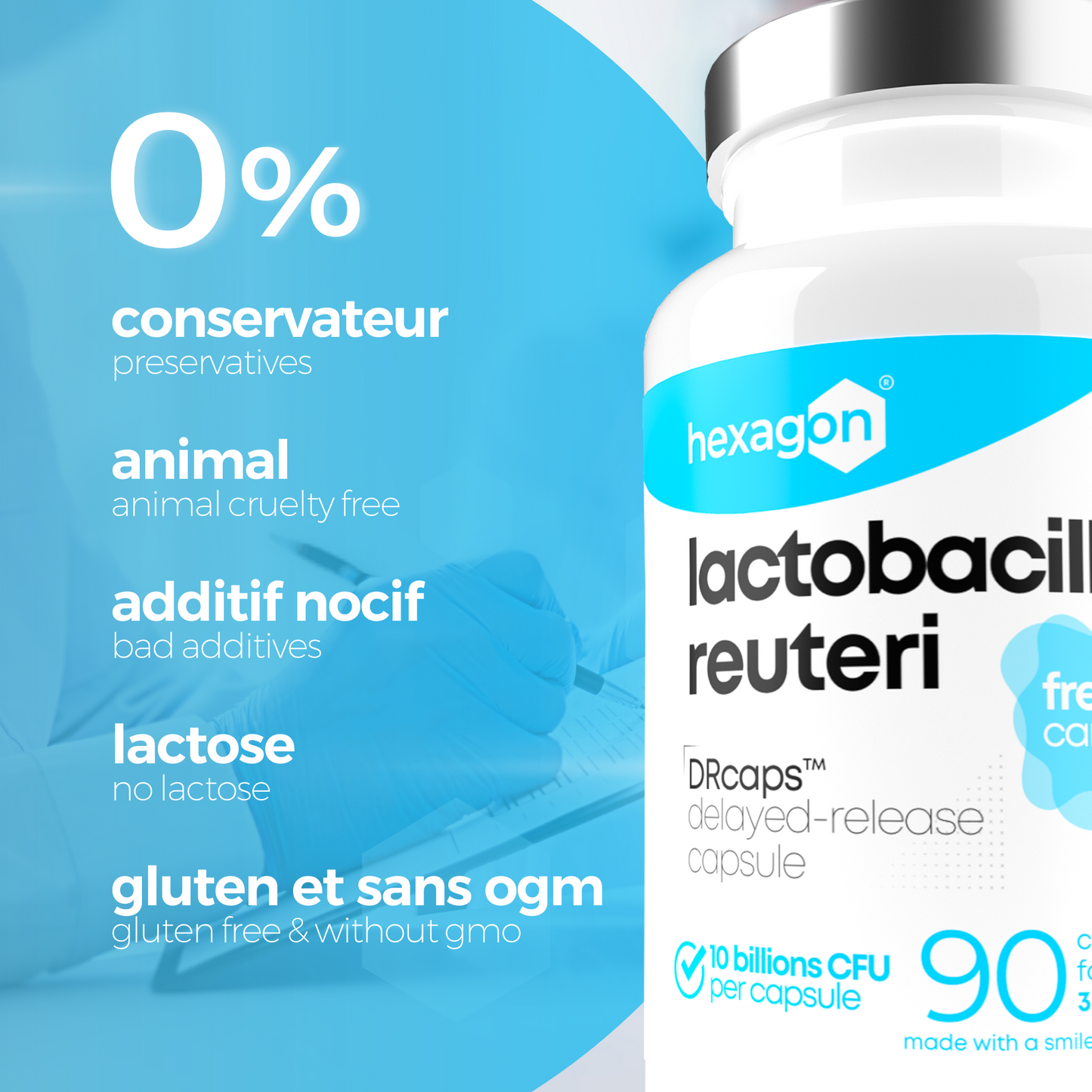 Lactobacillus Reuteri - 10 Milliards CFU / Gélule - Digestion & Bien-être - 90 Gélules