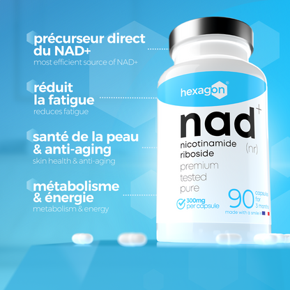 NAD+ Nicotinamide Riboside Chloride 300mg - Boost Cellulaire - 90 Gélules