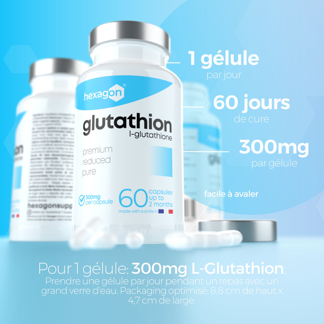 Glutathion 300mg - L-Glutathion Réduit - 60 Gélules