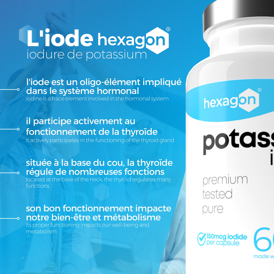 Yoduro de Potasio - Yodo 150mcg - Metabolismo y Tiroides - 60 Cápsulas