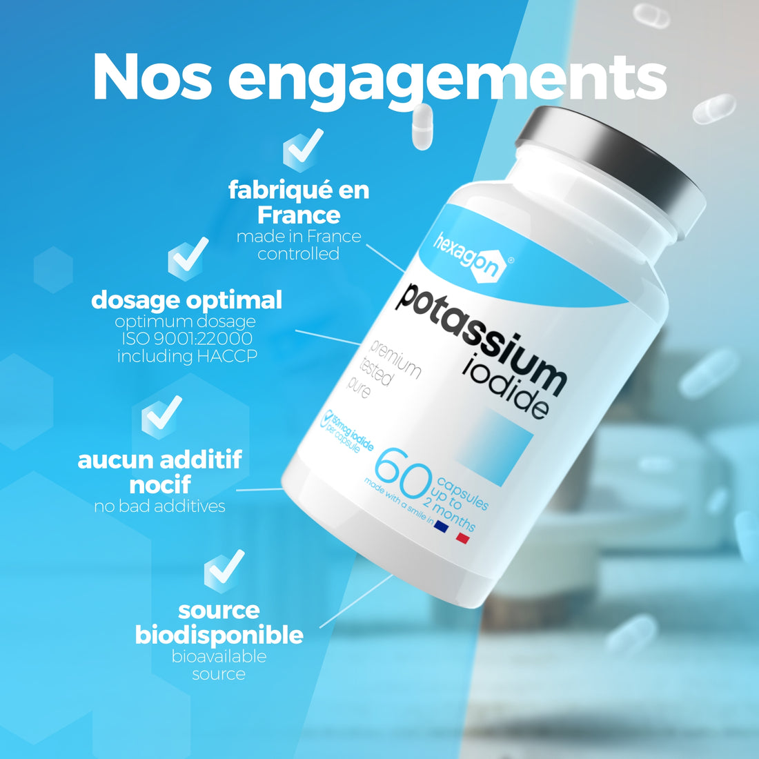 Yoduro de Potasio - Yodo 150mcg - Metabolismo y Tiroides - 60 Cápsulas