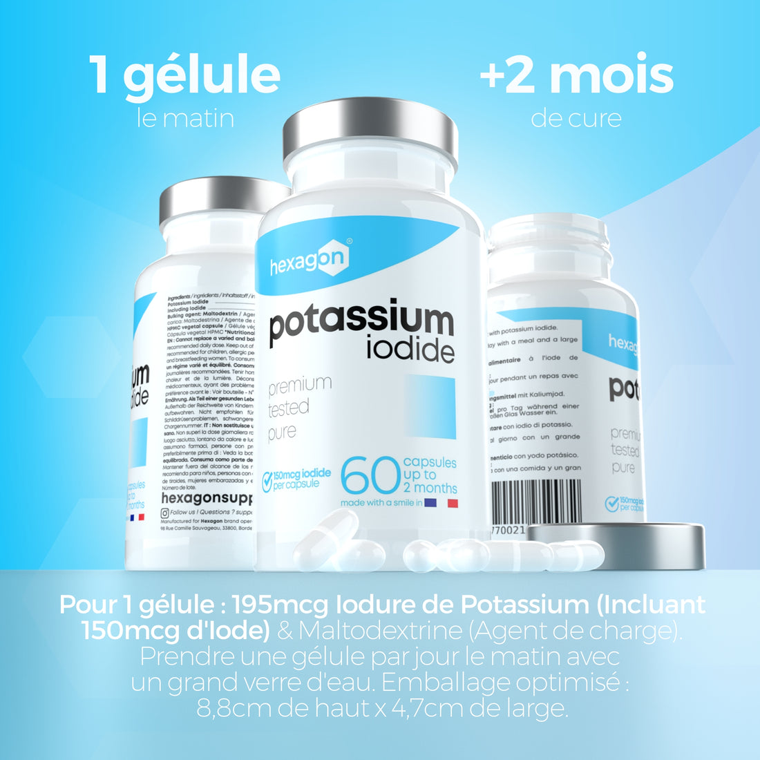 Yoduro de Potasio - Yodo 150mcg - Metabolismo y Tiroides - 60 Cápsulas