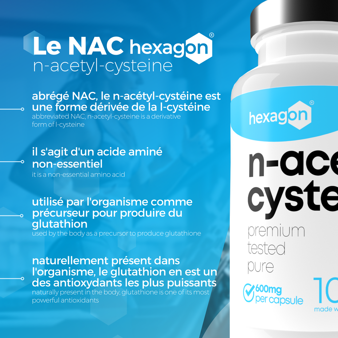 NAC N-Acetyl-Cysteine 600mg - Antioxydant - 100 Gélules