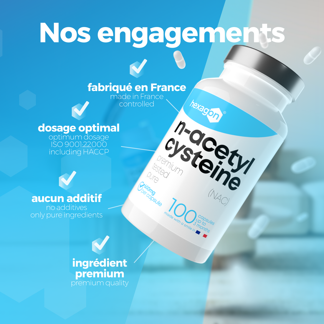 NAC N-Acetyl-Cysteine 600mg - Antioxydant - 100 Gélules