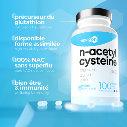 NAC N-Acetyl-Cysteine 600mg - Antioxydant - 100 Gélules