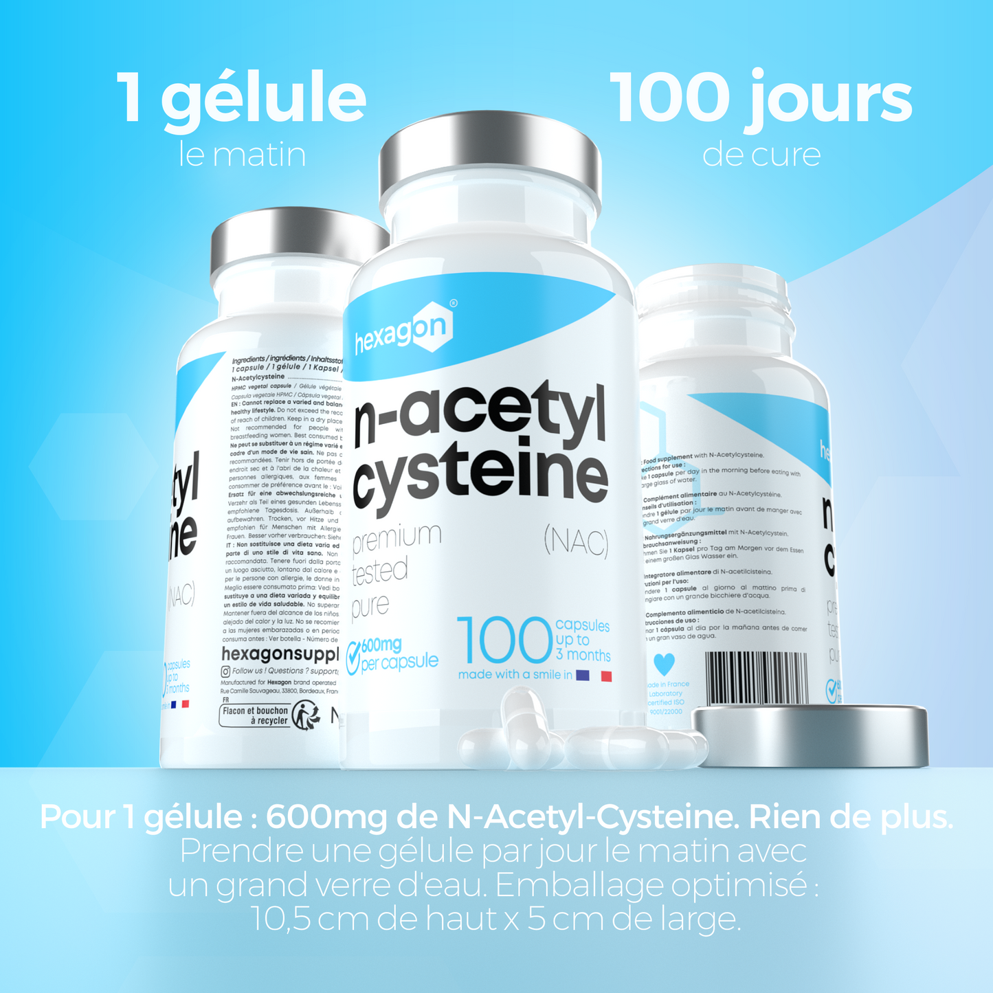 NAC N-Acetyl-Cysteine 600mg - Antioxydant - 100 Gélules