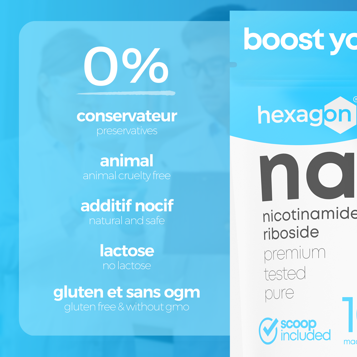 NAD+ Nicotinamide Riboside Chloride - Pure Poudre - Boost Cellulaire - 10g